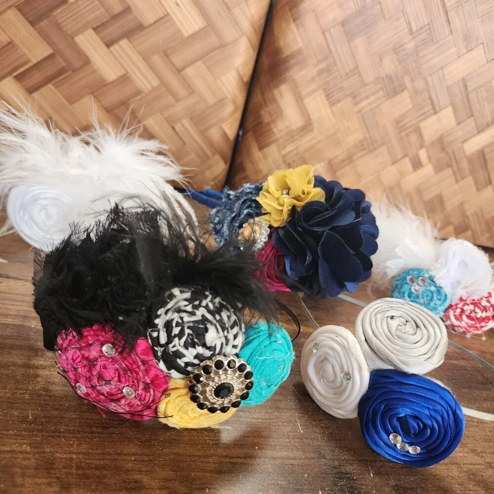 Lot of 14‎ Boutique Handmade Headbands Clips Barrettes Necklace Dress Up Props